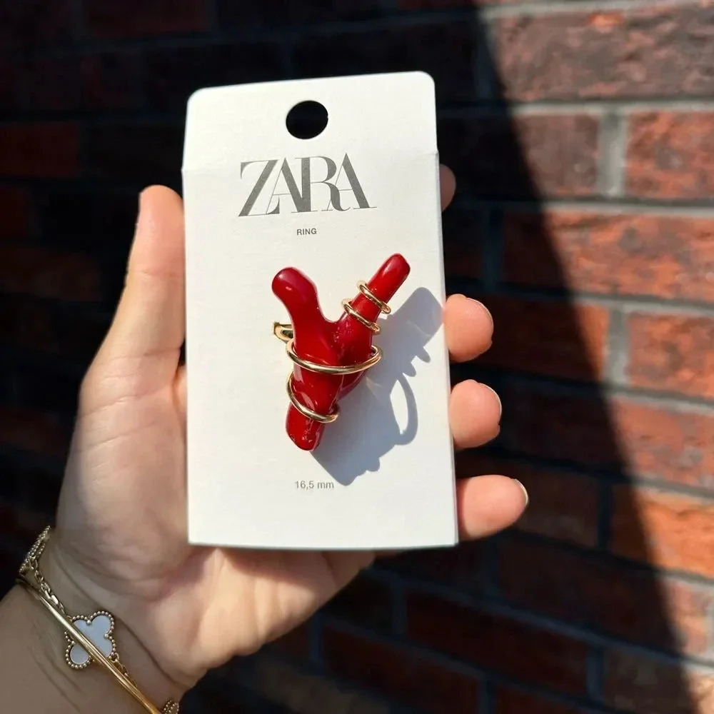 ZARA RED CORAL FINGER RING - Picture 9 of 14